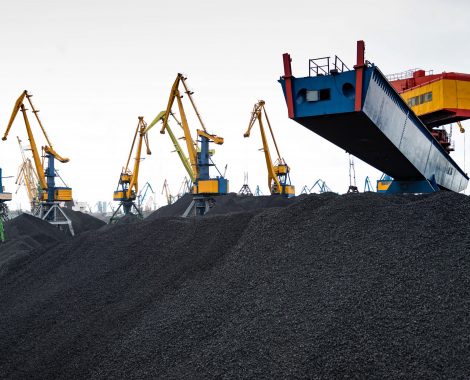 Work in port coal transshipment terminal.